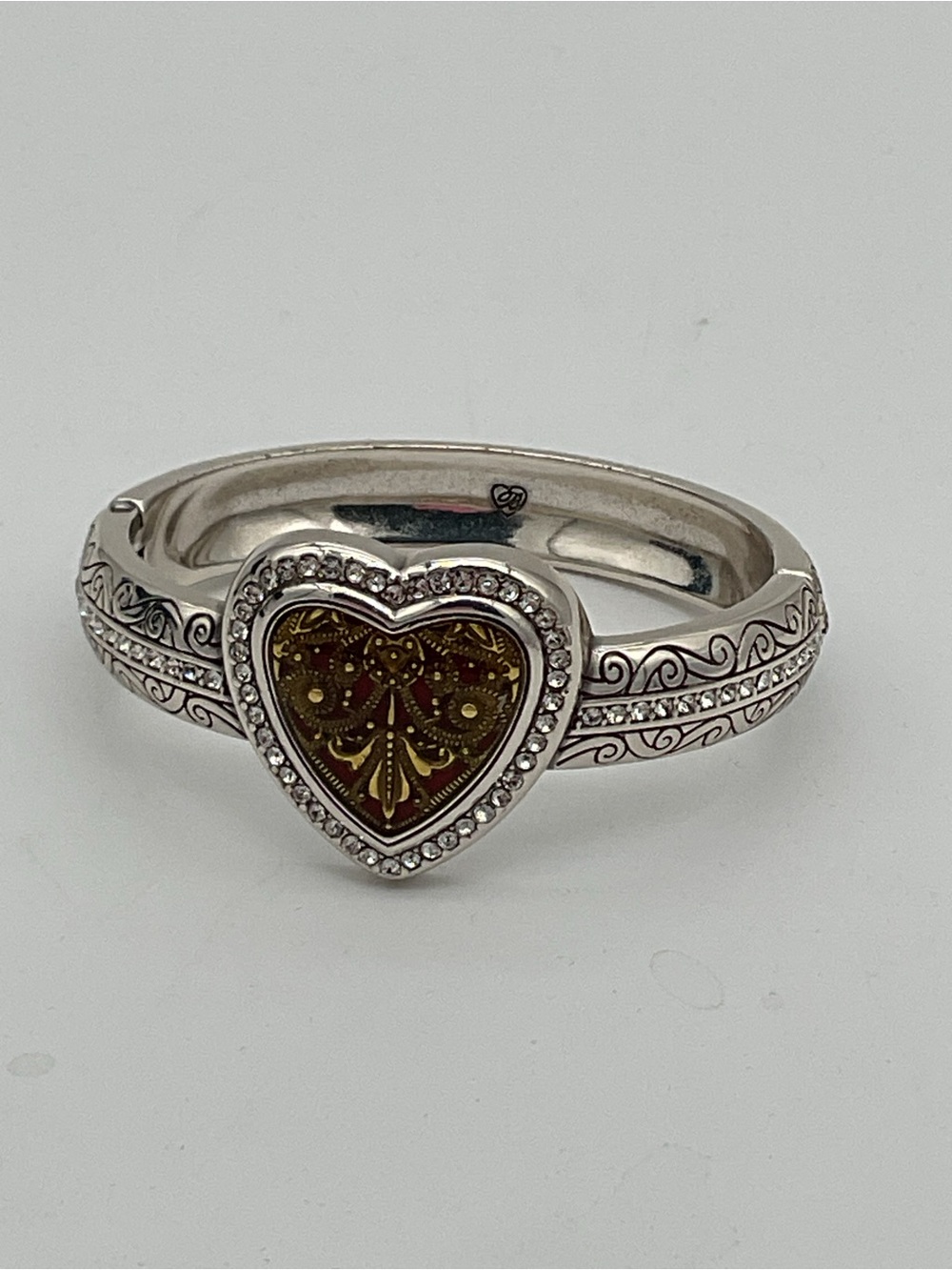 Brighton Heartsong Silver Plated Hinged Bangle Bracelet